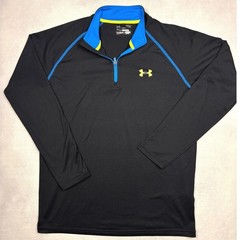 Under Armour Mens HeatGear 1/4 Zip Pullover Black Blue Yellow 1242220 Small