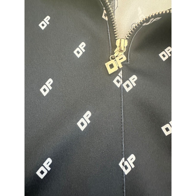 Daniel Patrick Monogram Quarter Zip Track Jacket Black Neon Yellow Small NEW gallery
