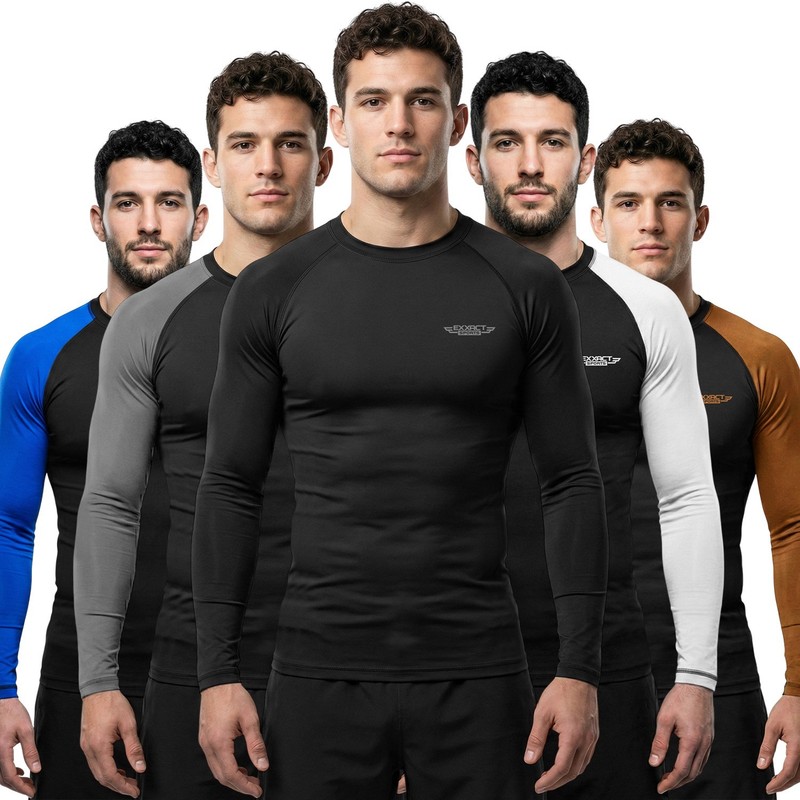 Exxact Sports Mens BJJ Rash Guard Jiu Jitsu Full Sleeve, Ranked Compression gallery