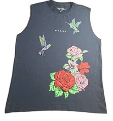 YoungLA 315 Hummingbird Graphic Tank Shirt Men Small Blue Muscle Cut Off Active