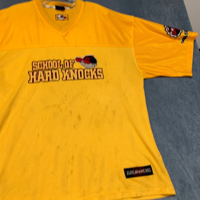 School of Hard Knocks Jersey Men's XL Yellow Mesh Short Sleeve V-Neck Pullover gallery