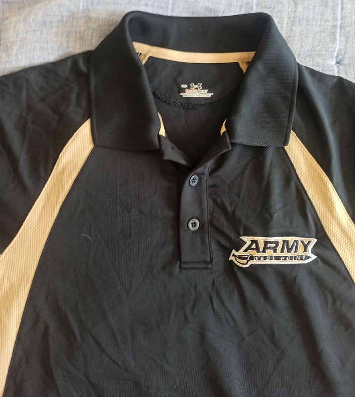 Mens M MEDIUM UNDER ARMOUR HEAT GEAR ARMY WEST POINT COLLARED GOLF SHIRT CADET gallery