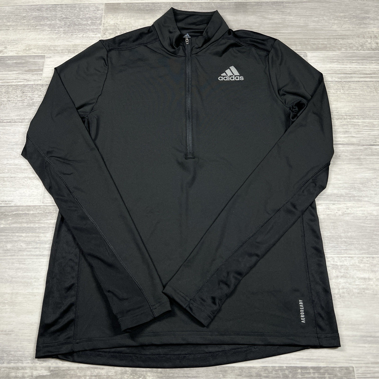 Adidas Own The Run 1/2 Zip Men's Small Training Black Casual Tee Jersey GT8936 gallery