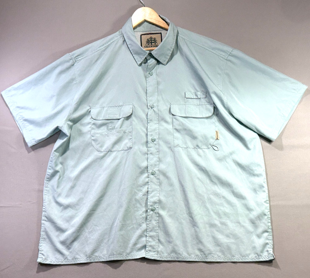 Tallwoods Elementwear Fishing Shirt Vented Short Sleeve Button Up Size 3XL Mint