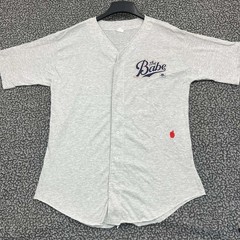 Vintage The Babe Baseball Shirt Men XL Button Up Short Sleeve Deadstock New