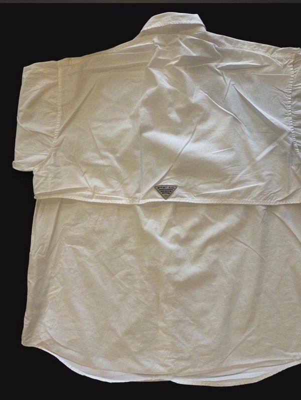 Columbia PFG Men’s Large White Performance Fishing Gear Button Shirt Cotton gallery