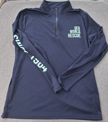 SeaWorld Rescue Quarter Zip Pullover Mens XL Navy Blue Long Sleeve