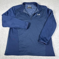 Under Armour Men’s Storm Pull Over 1/4 Zip Loose Cold Gear Navy Quilted Large