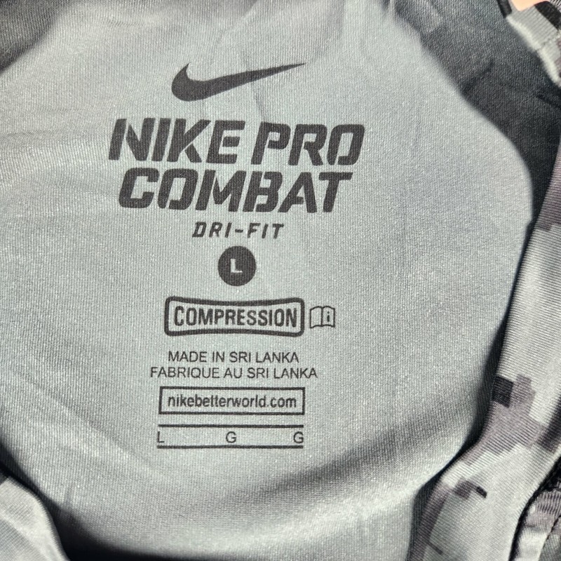 NIKE Pro Combat Shirt Men's Large Gray Black Digital Camo Dri-Fit Compression gallery