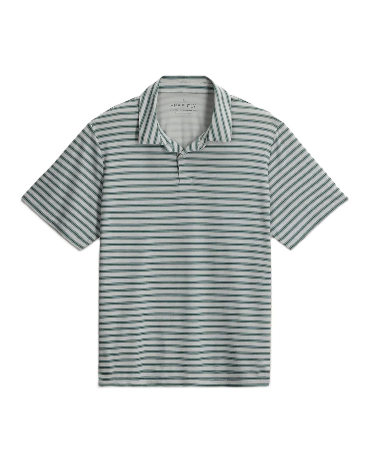 Free Fly Elevate Polo Men's Shirt, Smooth Sailing Stripe Heather Aspen Grey, Med gallery