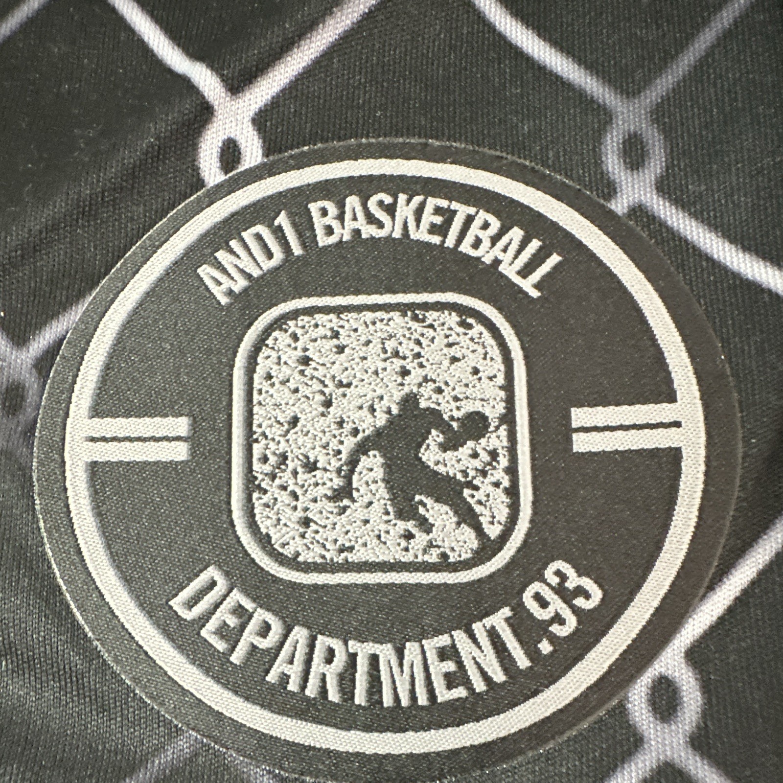 AND1 Basketball Department 93 Men’s XL Mesh Jersey Tank V-Neck Black/Gray Geo gallery