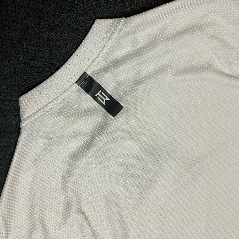 Nike Golf Tiger Woods ADV Dri Fit Mock Blade Polo CU9524 025 Pure Platinum Sz M
