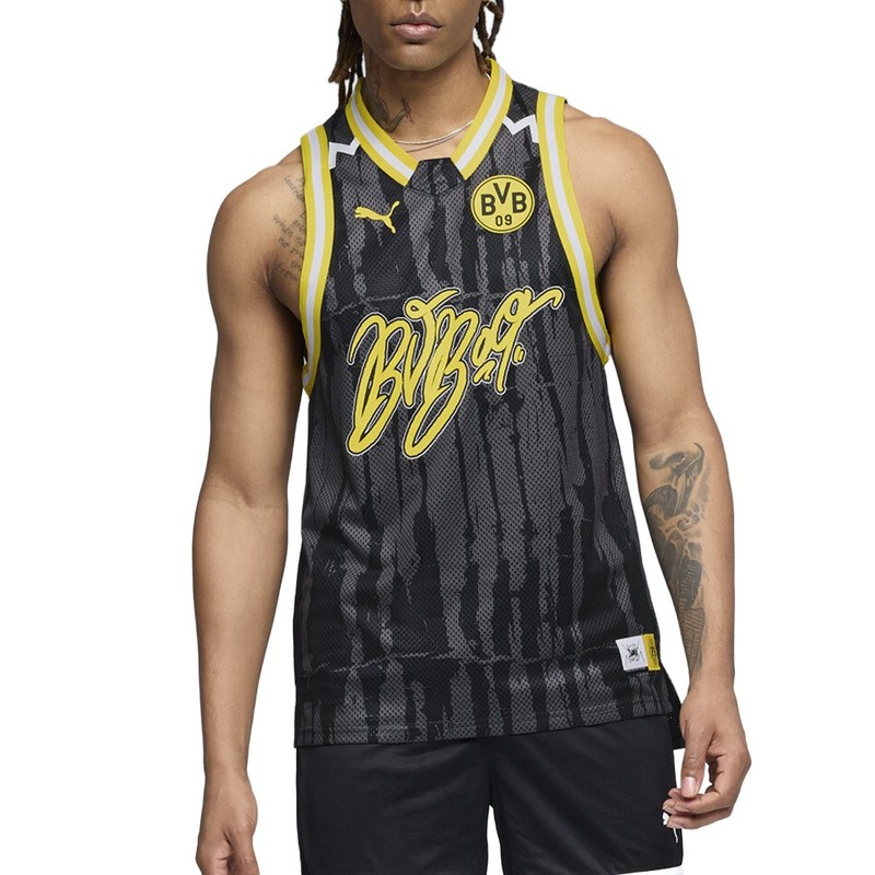 PUMA Hoops X Borussia Dortmund Crew Neck Sleeveless Replica Jersey Mens Black gallery