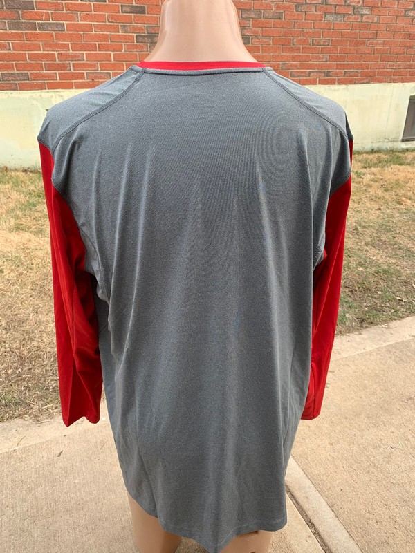 NIKE Team Performance Base Layer 3/4 Sleeve T-Shirt Grey Red Sleeves XL NEW gallery