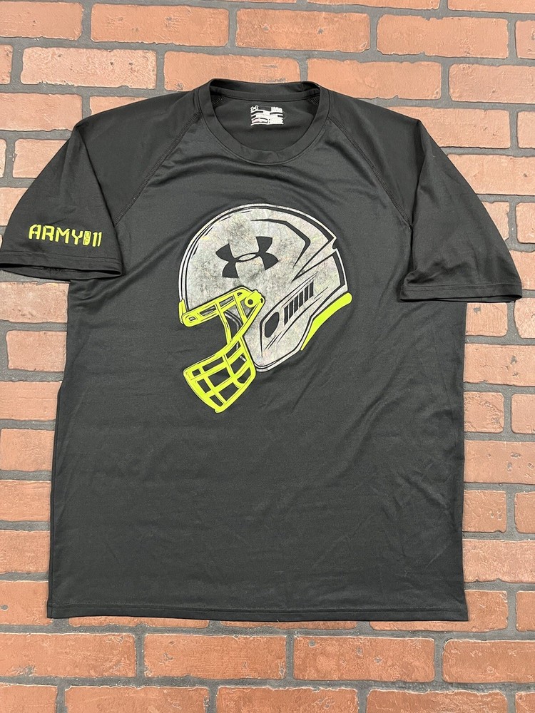 Under Armour Heat Gear Shirt Football Helmet Neon Loose Fit Adult Large