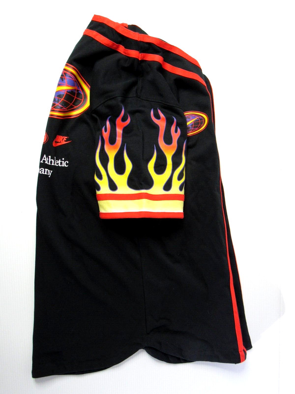 NIKE AMERICANA JERSEY TOP FLAMES BUTTON SHIRT ORANGE $85 DV9642-010 (M) gallery