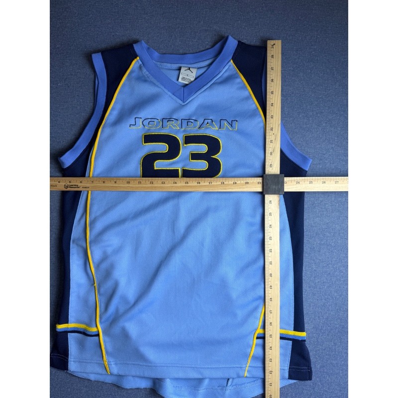 Vintage Jordan 23 Basketball Jersey Mens XL Light Blue Navy Mesh Tank Top gallery