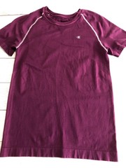 Champion Double Dry Shirt Mens L/XL Purple Short Sleeve Raglan Athletic Top