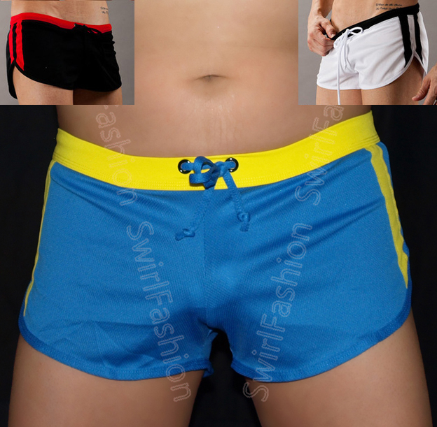 G763 Mens Sport Trunks Side Split Shorts Built-in Pouch Jock gallery