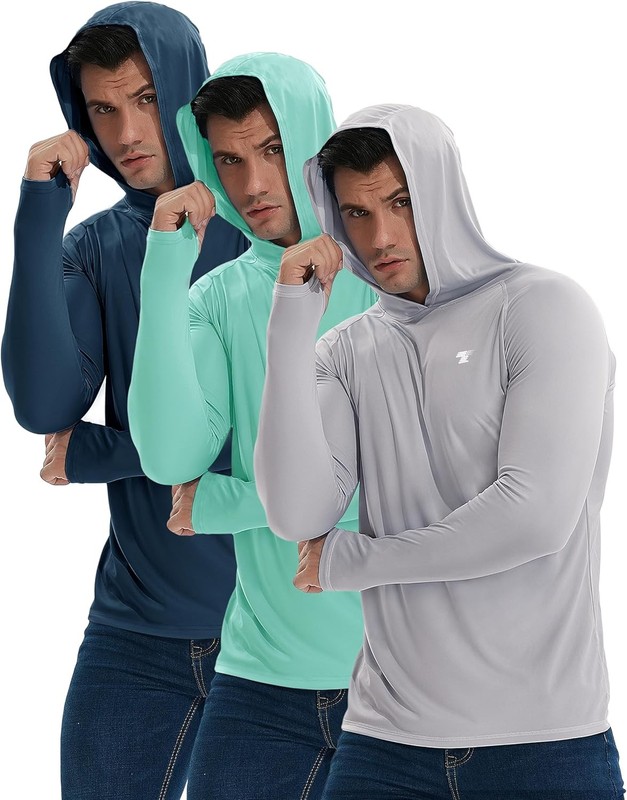 3 Pack Men's UPF 50+ Sun Protection Lightweight Hoodie Performance Long Sleeve gallery