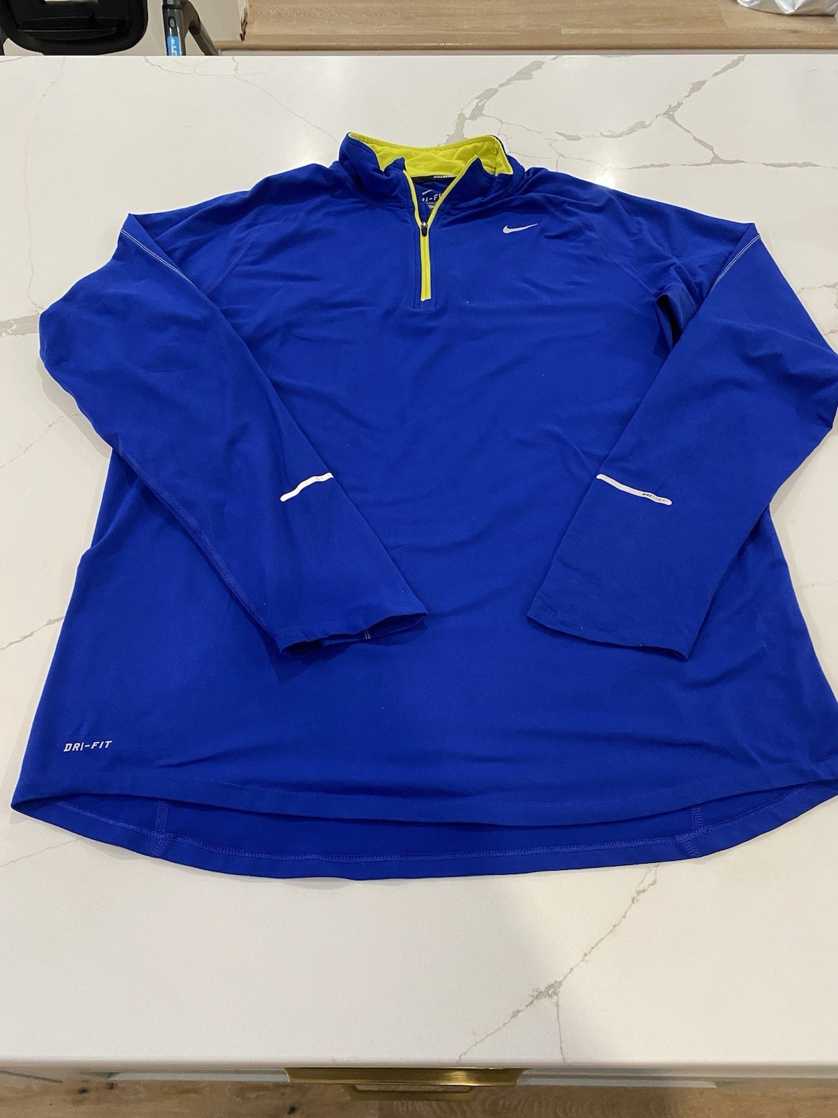 Nike Running Dri-Fit Element 1/4 Zip, Men’s Size L Blue And Yellow gallery