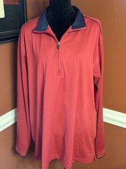 Walter Hagen 1/4 Zip Long Sleeve Pullover XL Hydroproof Golf Red w/ Navy Trim