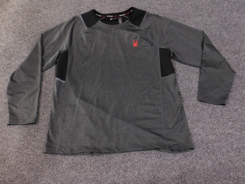 Spyder Active Shirt Mens XL Gray Long Sleeve Performance Pullover ProWB Logo gallery