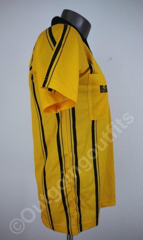 NEW Ref Gear Men's Short Sleeve Striped V-Neck Jersey Yellow/Black Size S gallery