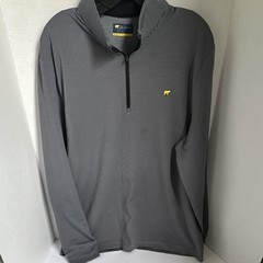 Jack Nicklaus Men’s 1/4 Zip Mock Neck Pullover Gray/Black Striped L