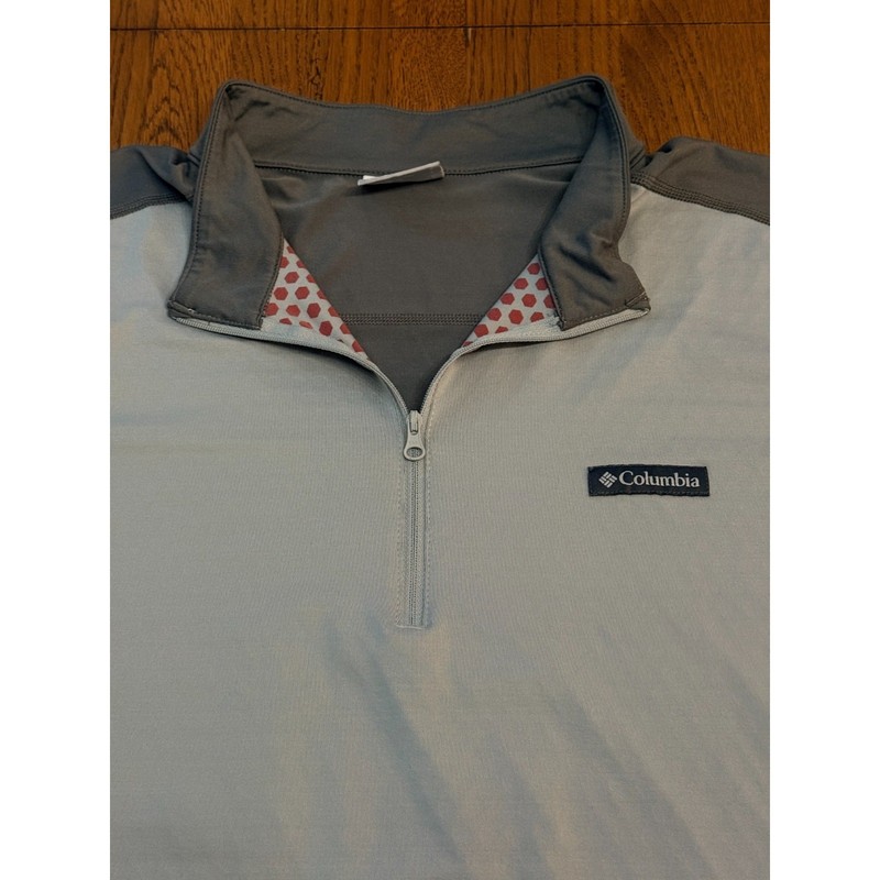 Columbia Mens Pullover Large Gray 1/4 Zip Long Sleeve Athletic Outdoor Top gallery