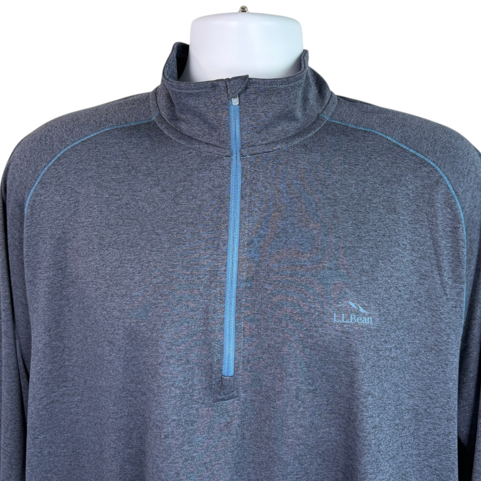 LL Bean Mens Access Trail Tee Sz L Blue Quarter Zip Performance Hiking Outdoors gallery