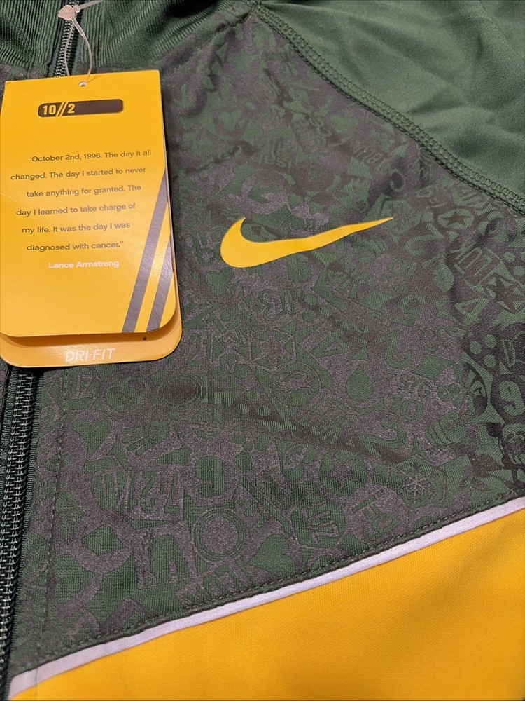 NWT Nike 10 2 Lance Armstrong Track Jacket Mens L Oregon Ducks Green Yellow Zip