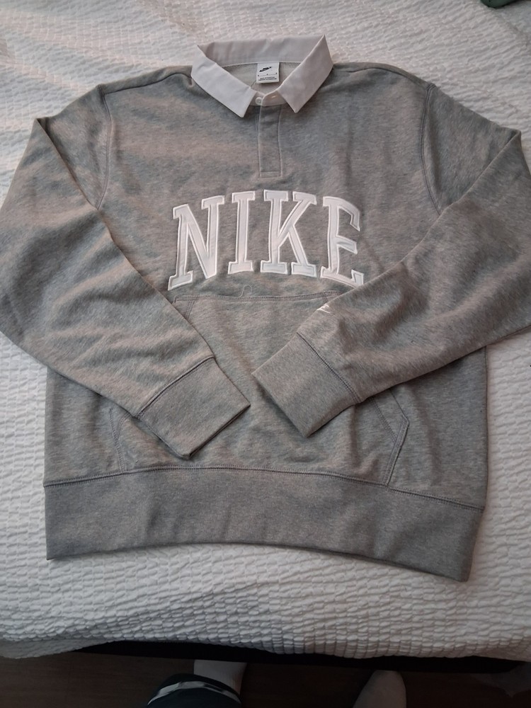 Nike Club Fleece Long-sleeved Fleece Polo Pullover Fn3112-063 Size Medium NWT