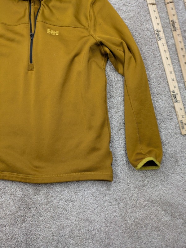 Helly Hansen Polartec Fleece Pullover Mens Large Yellow 1/4 Zip Hiking Top gallery