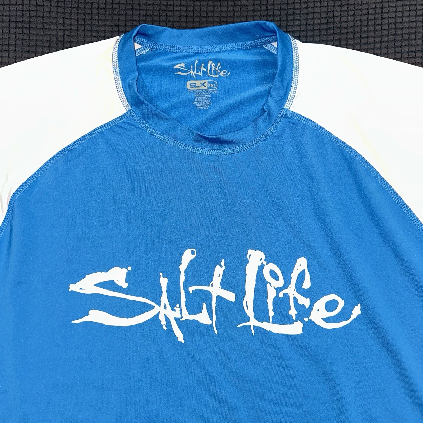 Salt Life SLX Rash Guard XXL Blue White UPF 50 Performance Shirt gallery