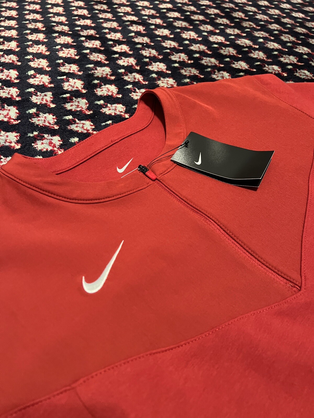 Nike 1/2 Zip LS Sideline Football Pullover Shirt Men's L Crimson Red CW3509-613 gallery