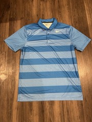 Nike Gold Dri Fit Blue Stripe Short Sleeve Shirt Men’s Medium