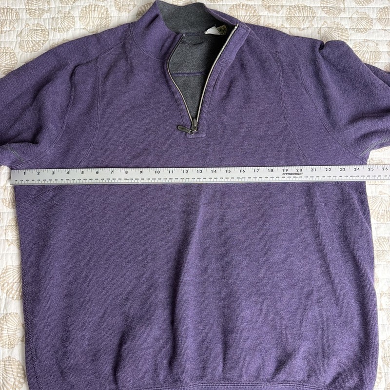 Tommy Bahama Pullover Sweatshirt 1/4 Zipper Purple Sz see measurment below gallery