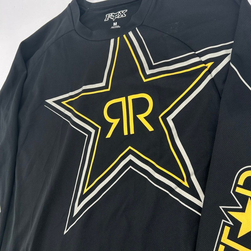 Vintage Men's Fox Racing Rockstar Energy Long Sleeve Motocross Black Jersey sz M gallery