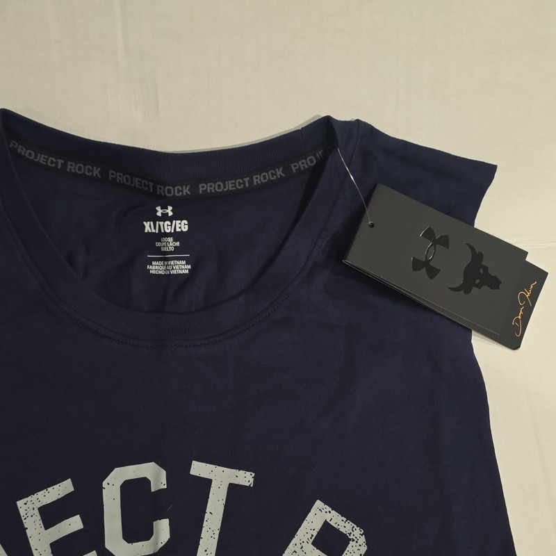 Mens Under Armour Project Rock Blue Loose Crew Neck Graphic Tank Top XL 1383195 gallery
