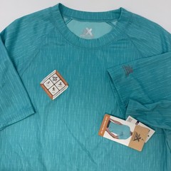 Zeroxposur Mens UPF 50+ Sun Protection Shirt Teal Blue Space Dye Medium NEW