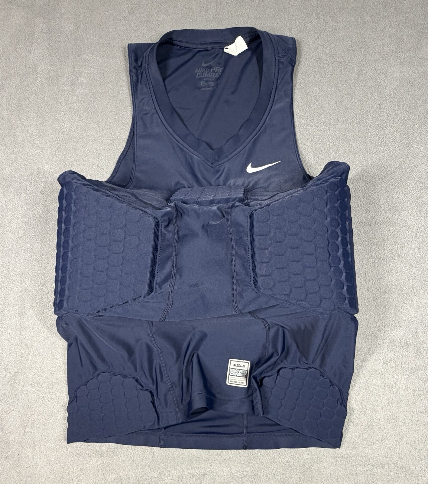 Nike Pro Combat LeBron James Padded Compression Shirt Mens Large Blue Sleeveless gallery