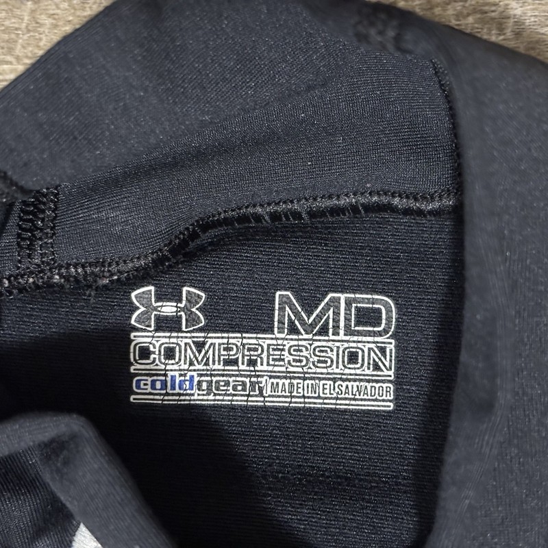 Under Armour Mock Turtleneck Compression Shirt Men’s M BLACK Long Sleeve Thick gallery