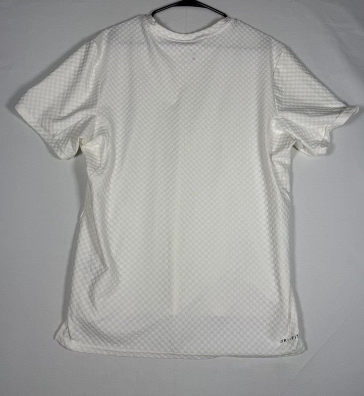 Nike Court Tennis Shirt Men Large White 3D Checkered Lightweight Stretch 855279 gallery