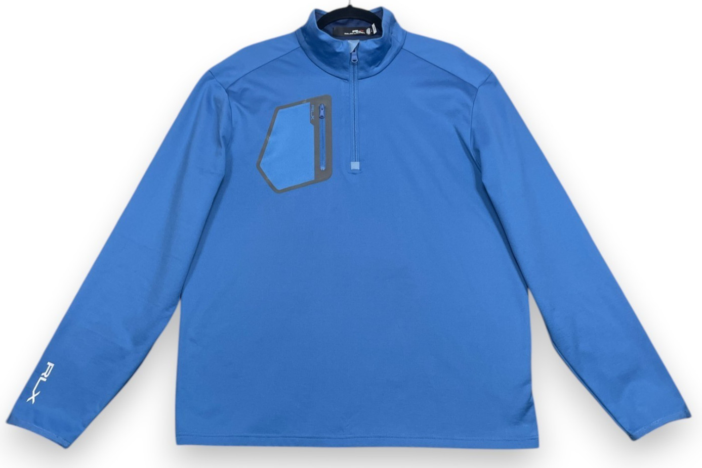 RLX Ralph Lauren Luxury Jersey Pullover Mens L Blue Golf Zip Classic Fit Shirt gallery