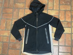 Nike Sweater Mens Medium Black Full Zip Hooded Double Zipper Reflective Casual