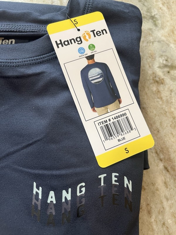 Hang Ten, LS Wicking UV Sun Protection Tee T-Shirt UPF 50+ Size Small, Blue B6 gallery
