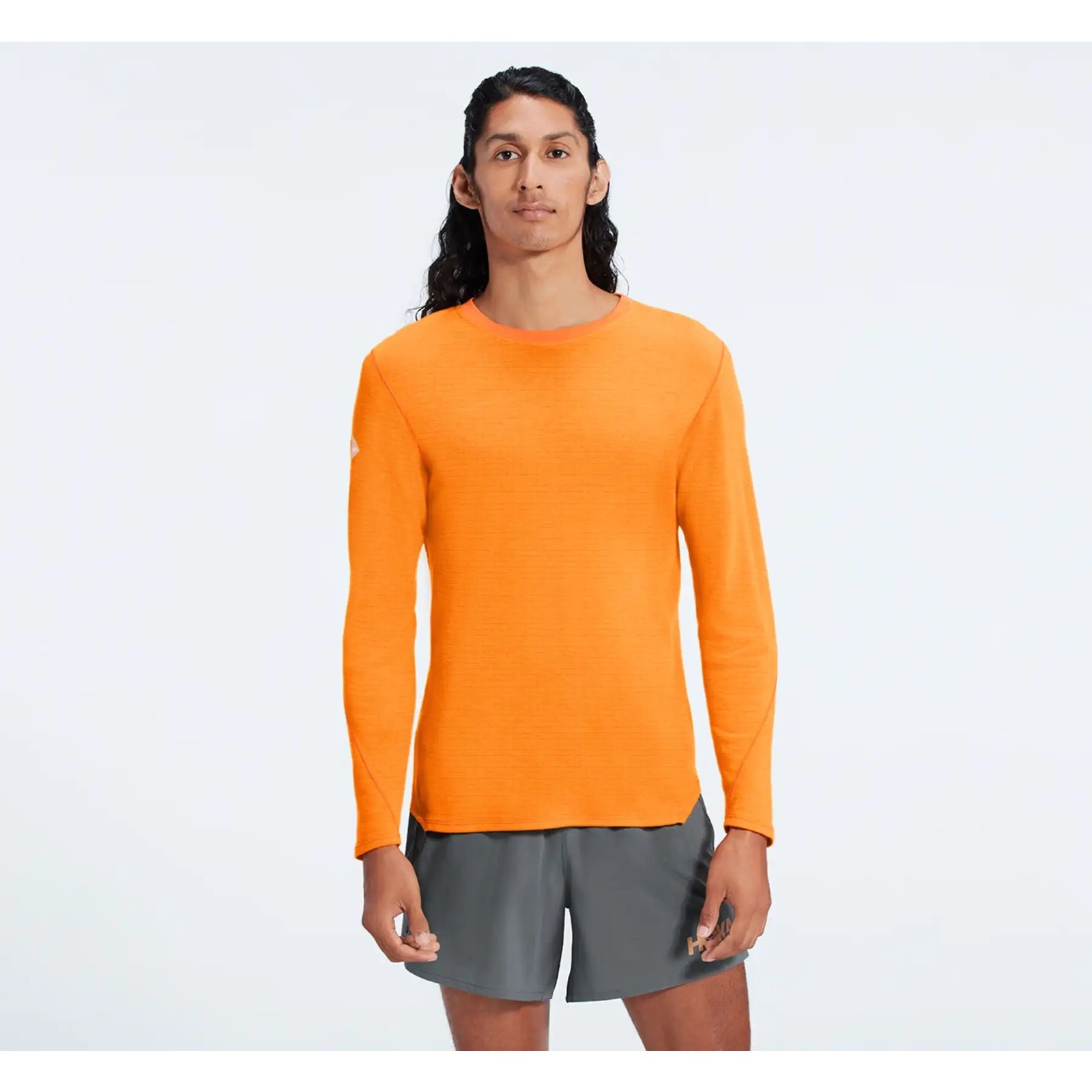 HOKA One One Orange Merino Wool Baselayer L Run Club Gorpcore Hiking Trail Shirt gallery