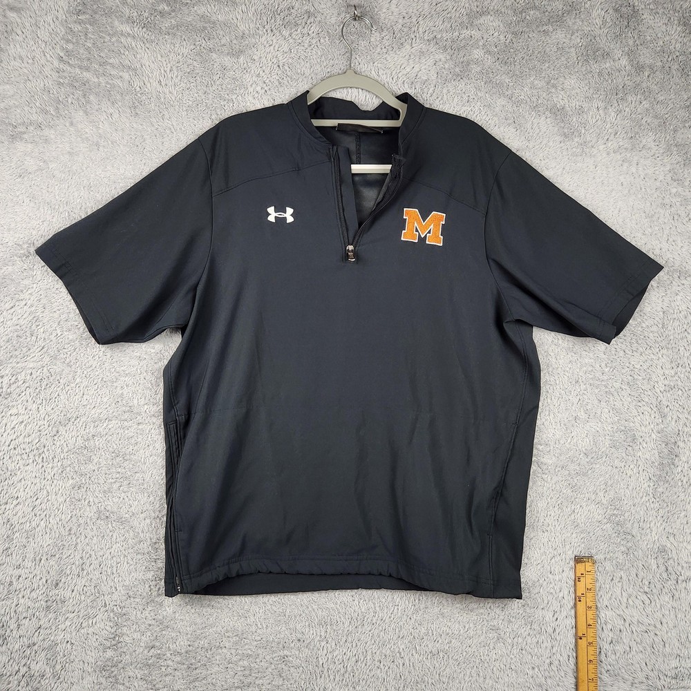 Under Armour Pullover Mens Medium Gray 1/4 Zip University Of Michigan Logo Sport