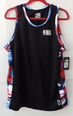 NBA Tank Top Mens Medium Black Multicolor Camo Sides Basketball Sports $30 NWT